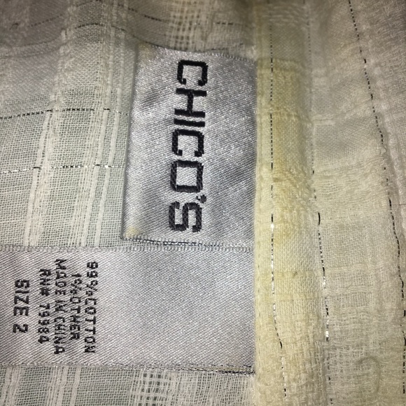 Chico’s white sparkle stripe tab-sleeve top - Picture 6 of 6